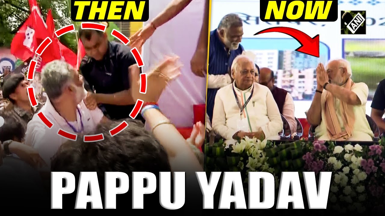 Pappu Yadav's video of being &lsquo;pushed&rsquo; from Rahul's Rath goes viral after sharing stage with PM Modi