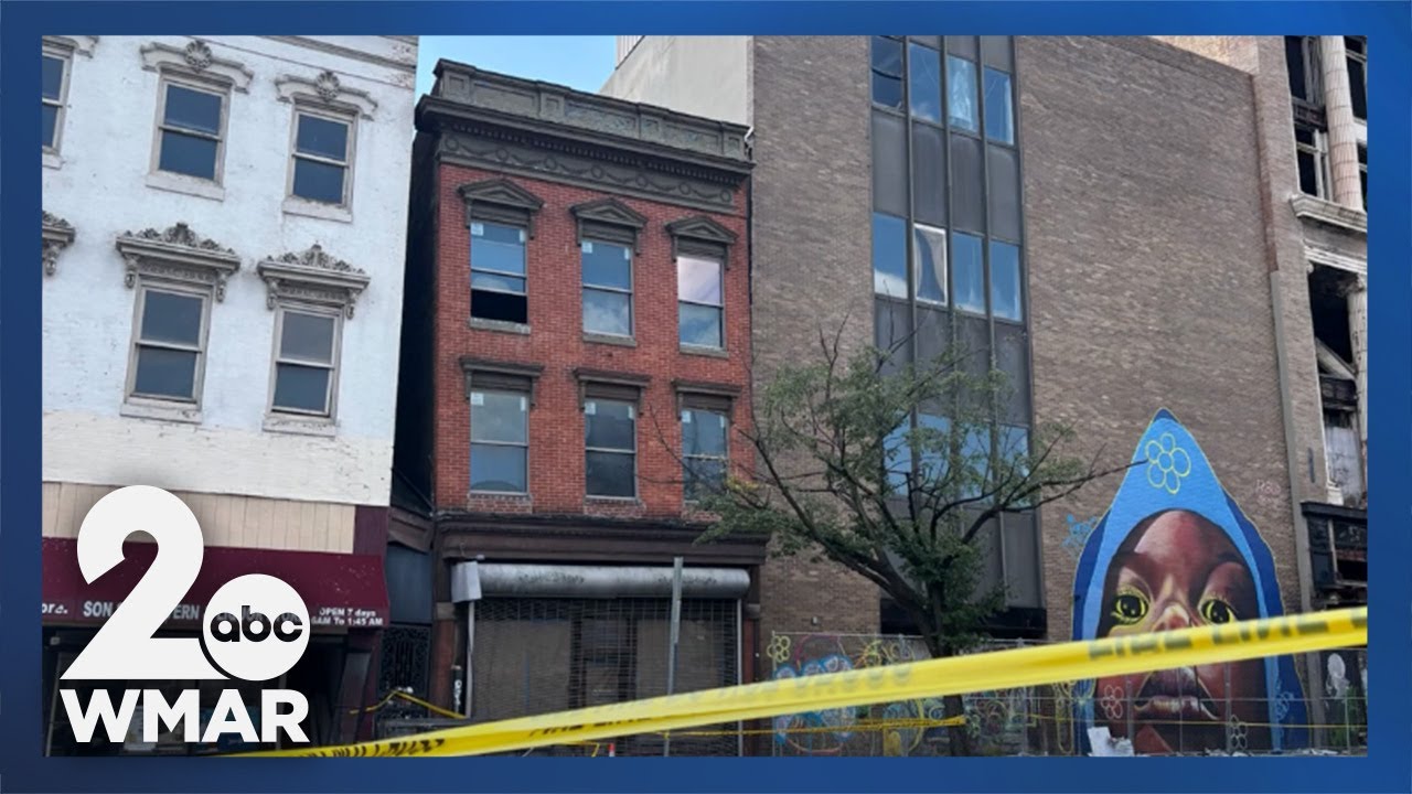 Leaning downtown Baltimore building in danger of collapsing