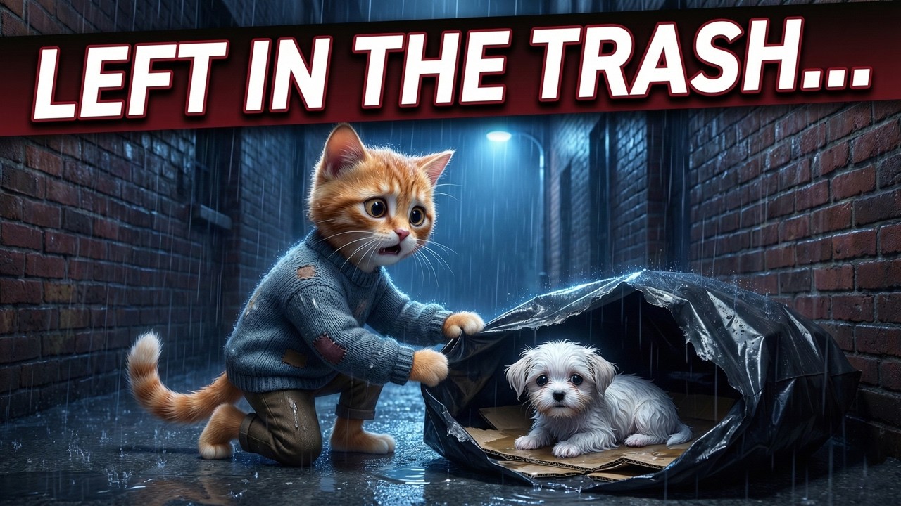 Gingy Kitten’s Rainy Night: Saving a Tiny Puppy From the Trash 😿🐶