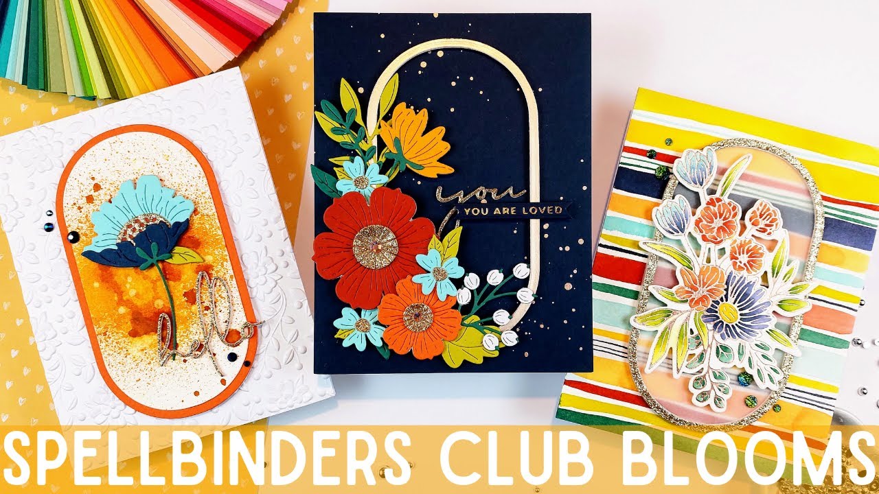 Colorful Floral Cards | Spellbinders Club Blooms and Essential Modern Ovals