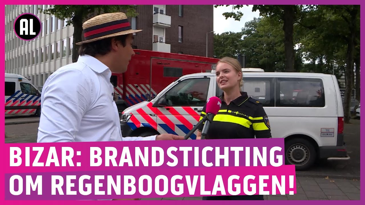 Homohaat A'dam West; brand in flat met regenboogvlaggen