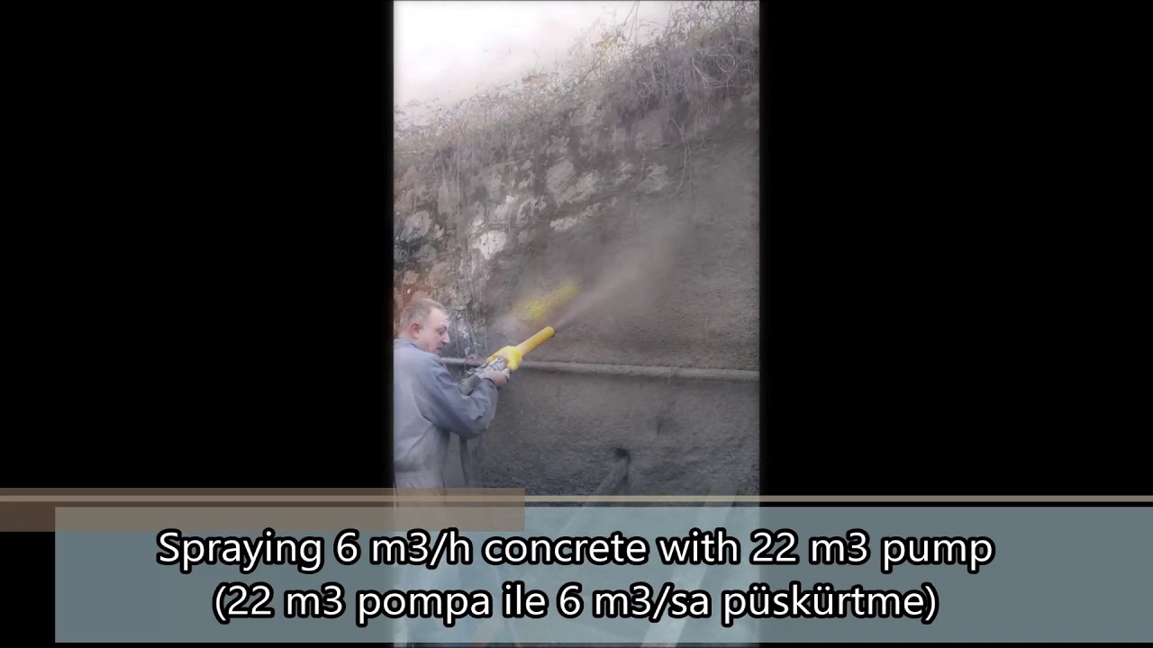 Spraying 4m3/h concrete w/ 22m3 Ex-proof pump / 22 m3 ATEX Pompa - 4m3/sa püskürtme
