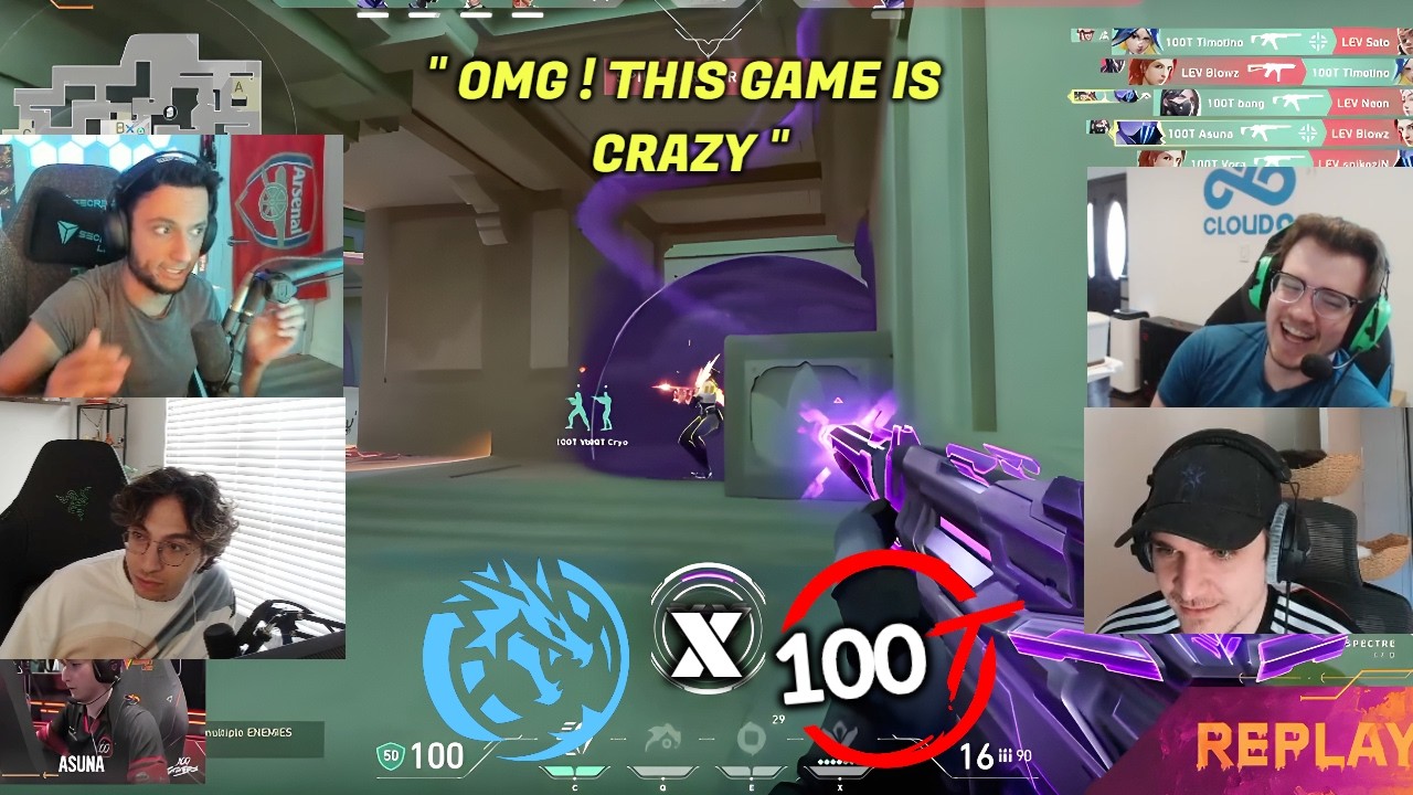 22 Minutes of Streamers React to 100T vs LEV CRAZY Moments in VCT Americas Stage 2 Playoffs