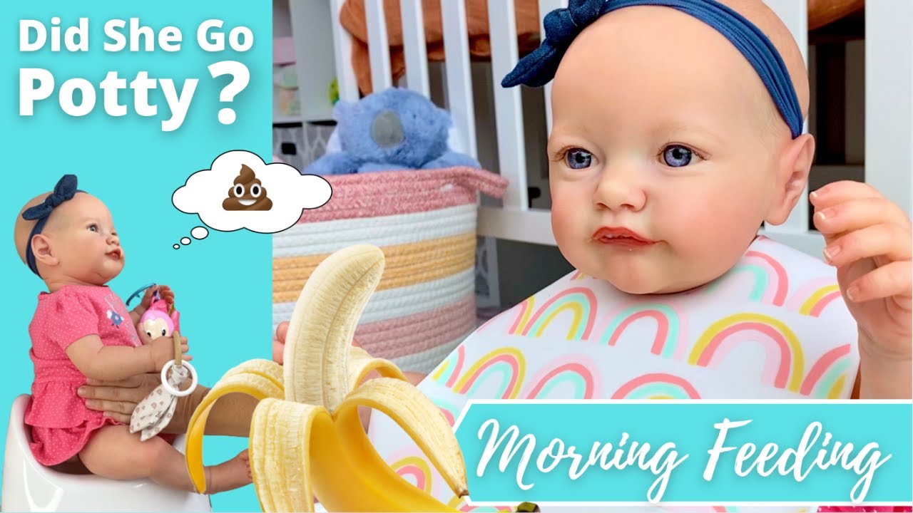 Reborn Baby Skya: Morning Feeding & Potty Training! Did She Go?