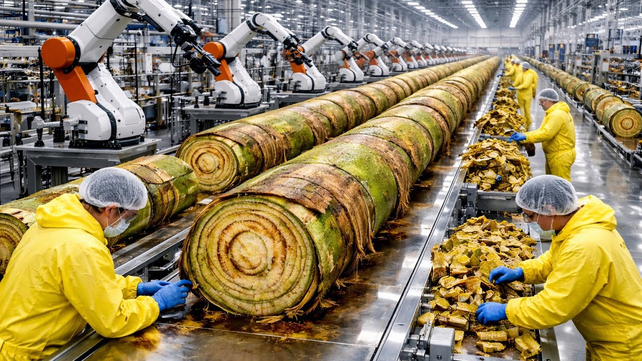 Ai Technology Exposed! : Inside The Largest High Tech Banana Stem Factory!