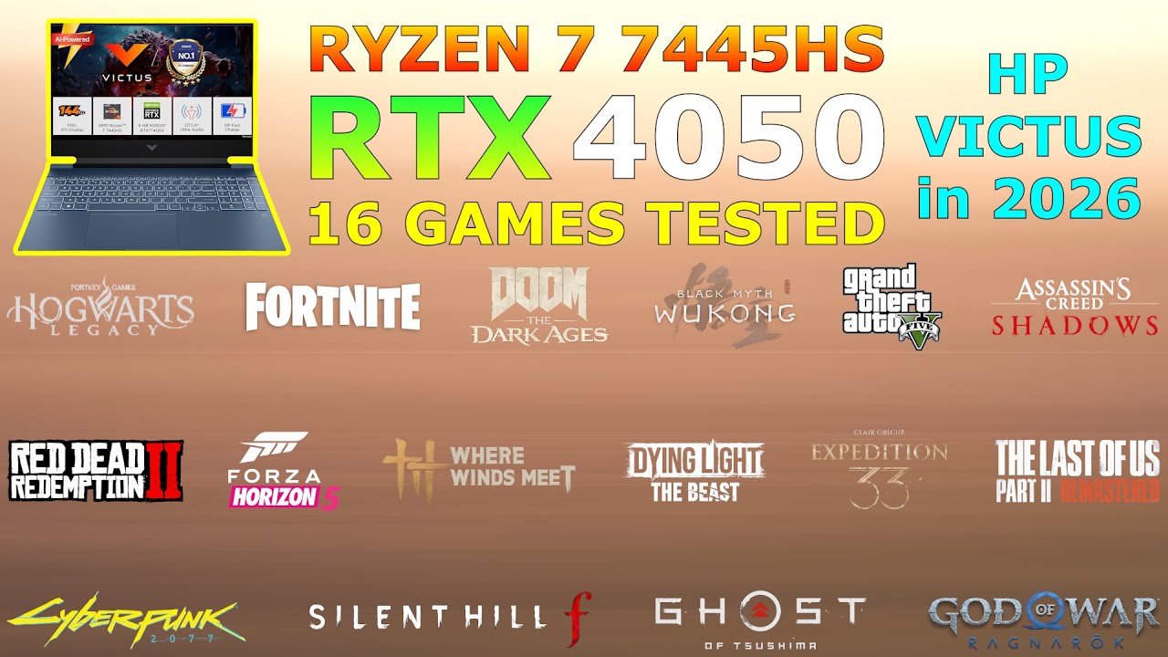 HP Victus 15 | RTX 4050 + Ryzen 7 7445HS | Test in 16 Games