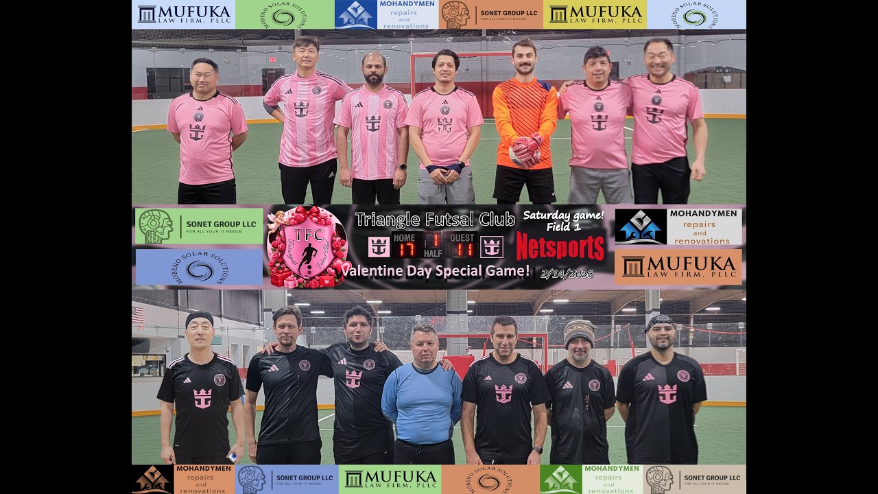 2/14/2026 Sat. 6:15am - Triangle Futsal Club (TFC) - 7v7 indoor soccer, field 1 (Ext. Highlights)