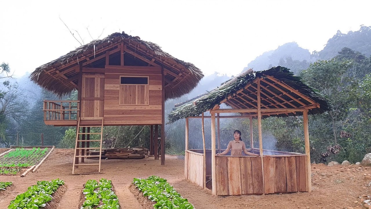 Building a Wooden House | Renovating the Vegetable Garden & Installing Electricity to Light Up Life