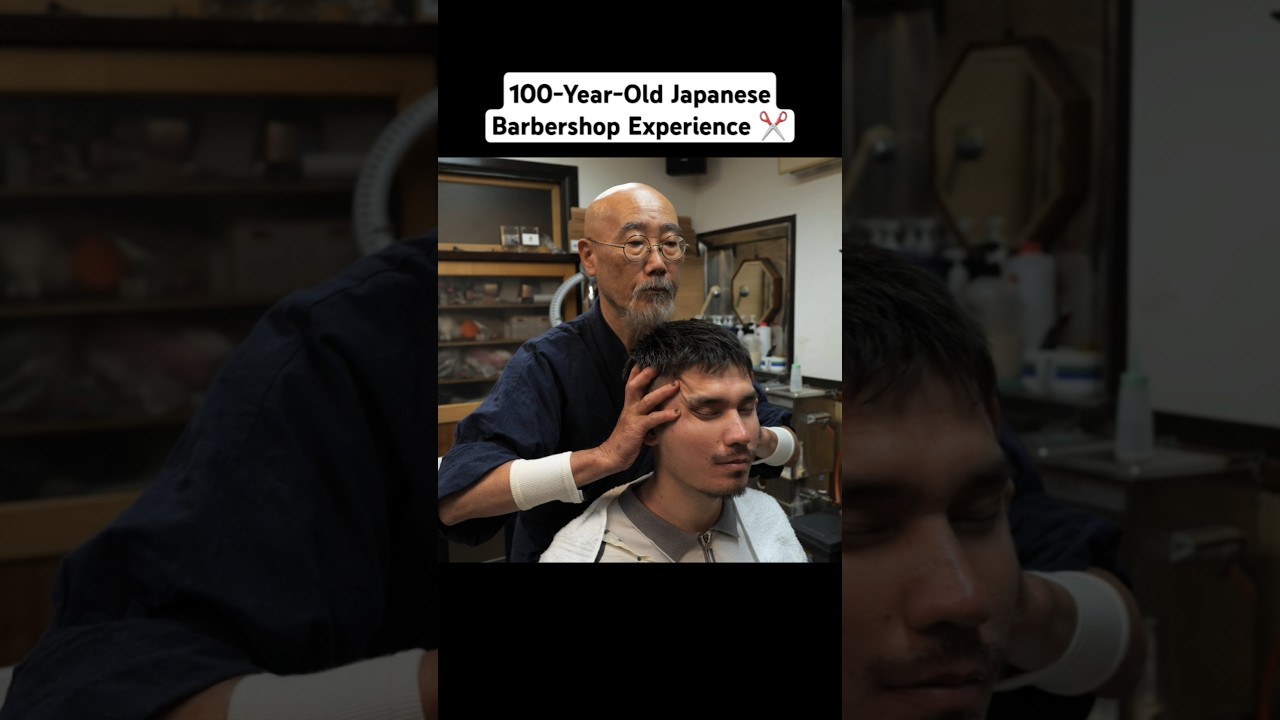 100-Year-Old Japanese Barbershop Experience ✂️ #asmr #asmrbarber #japanesebarber