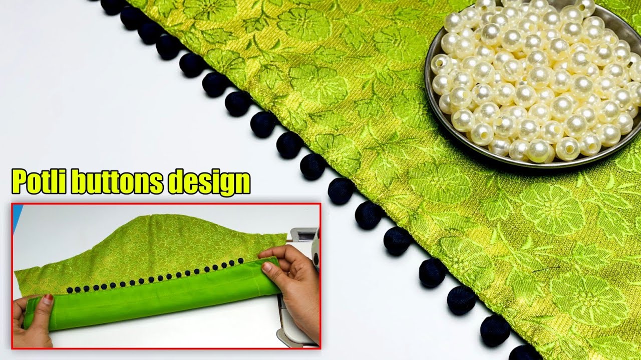 పోట్లి బటన్స్ ఈజీగా కుట్టడం ఎలా? || Potli buttons design easy trick  || Simple sleeves design ||