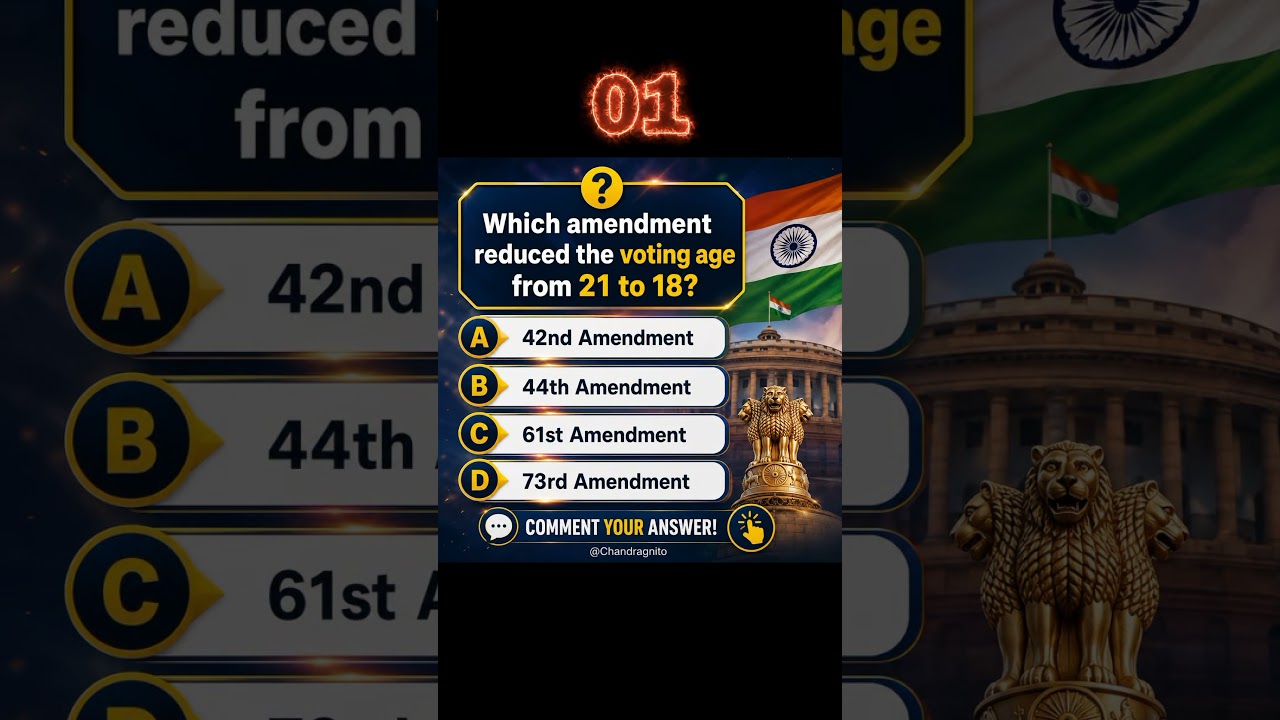 Which Amendment reduced the Voting age From 21 to 18 ?? #viralshort #quiz