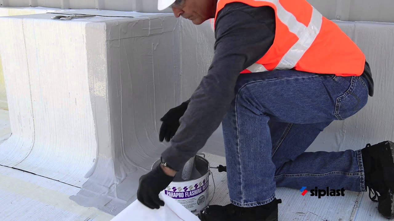 Siplast Parapro Roof Membrane Application Series: Step 5. Apply Parapro Flashing to corners.