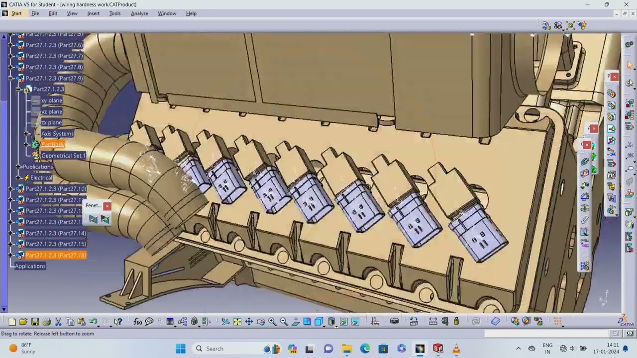 Mastering Engine Assembly: Catia V5 Wiring Harnesses Tutorial part 2 #catia@donmech7