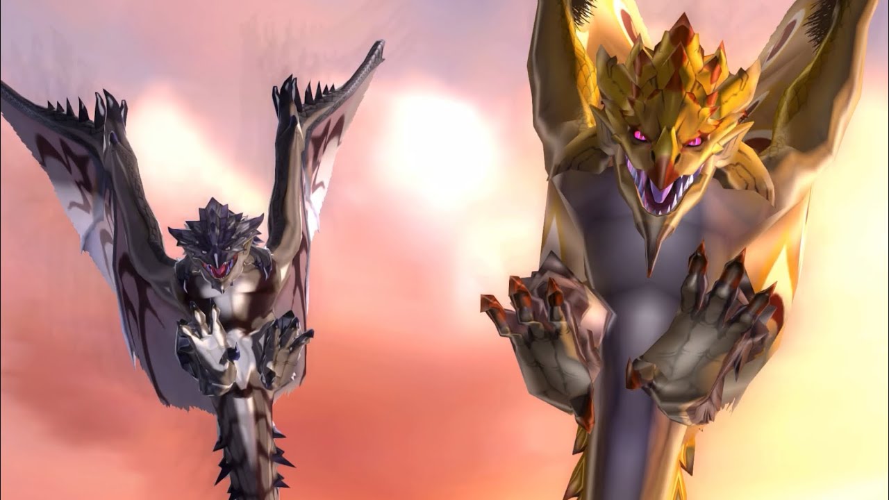 Monster Hunter Stories (iOS): Tower of Illusion Floor 50 (Gold Rathian and Silver Rathalos Rematch)