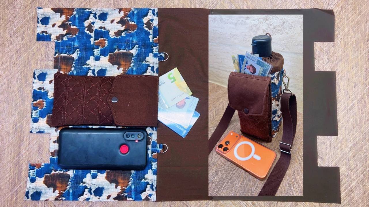 Como fazer Porta Garrafa Térmico com Bolso para Celular, Documento e Cartão - Costura Criativa