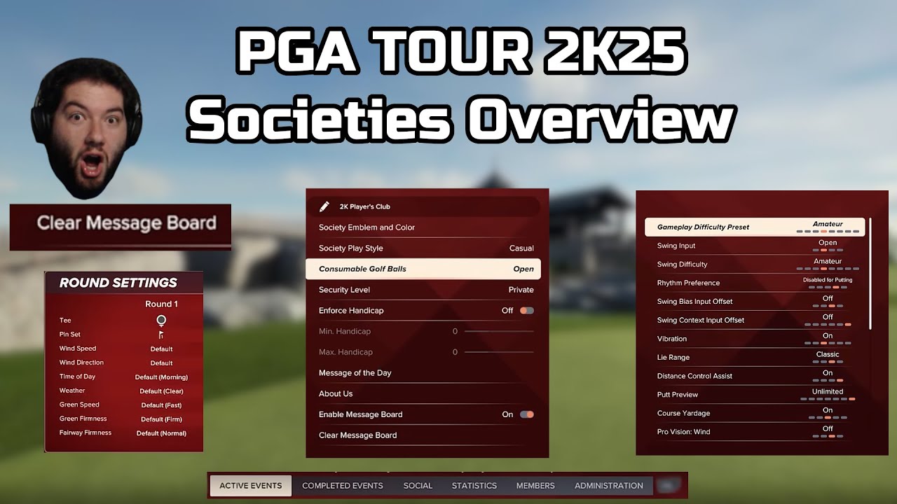 PGA TOUR 2K25 - Societies Menu Overview
