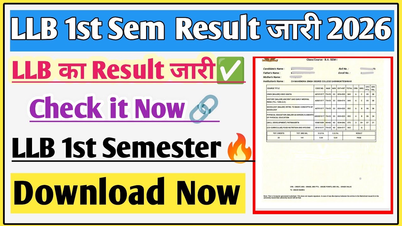 LLB 1st sem result 2026 | LLB ka result kaise Dekhe 2026 | LLB Result 2026 | CCSU LLB result 2026