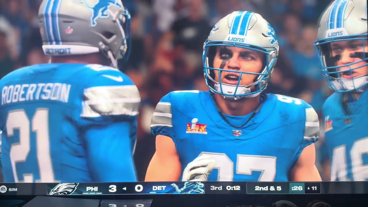 Eagles vs Lions madden 25 full game Super Bowl LIX 1 minute quarters ￼￼