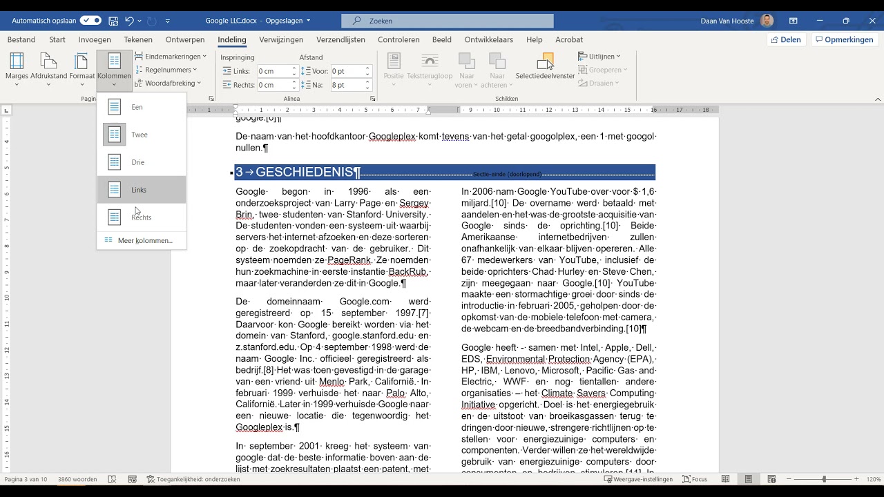 Word 2019 - Kolommen