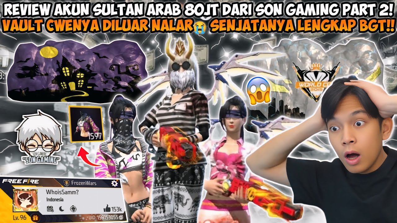 REVIEW AKUN FF SULTAN ARAB 80JT DARI SON PART 2! VAULT CWENYA DILUAR NALAR COK SENJATA LENGKAP BGT😱