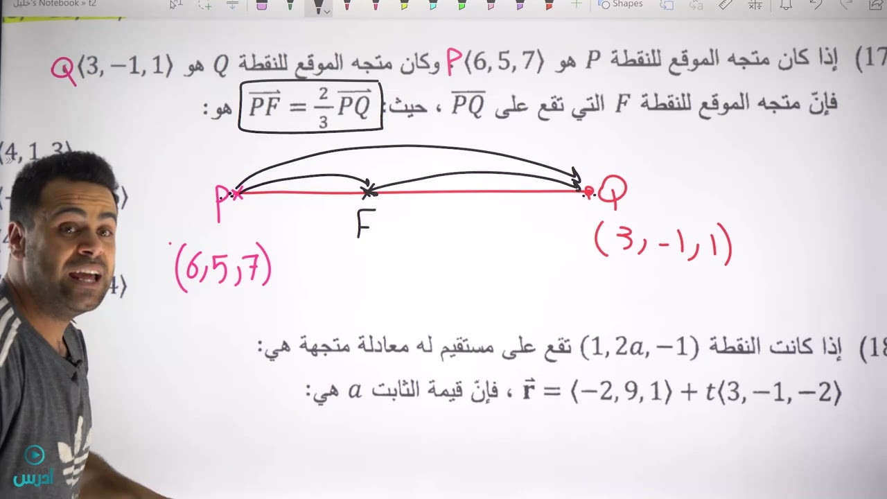 حل جميع الاسئلة الوزارية على وحدة المتجهات - الأستاذ منذر أبوعواد