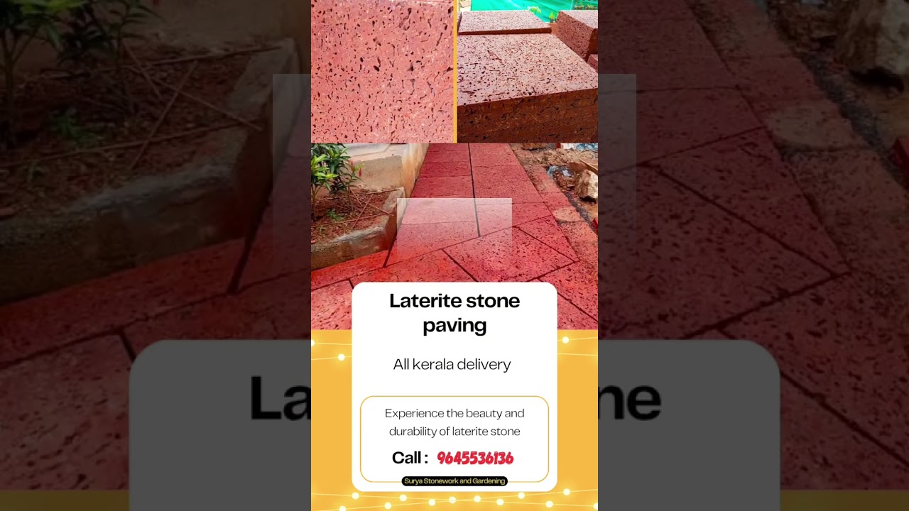 Laterite stone paving and cladding🏡🌿 #stonework #home #kerala #construction #architecture
