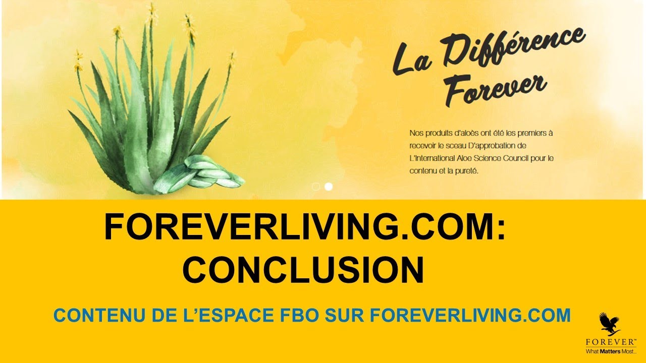 Conclusion de la formation du site Foreverliving.com