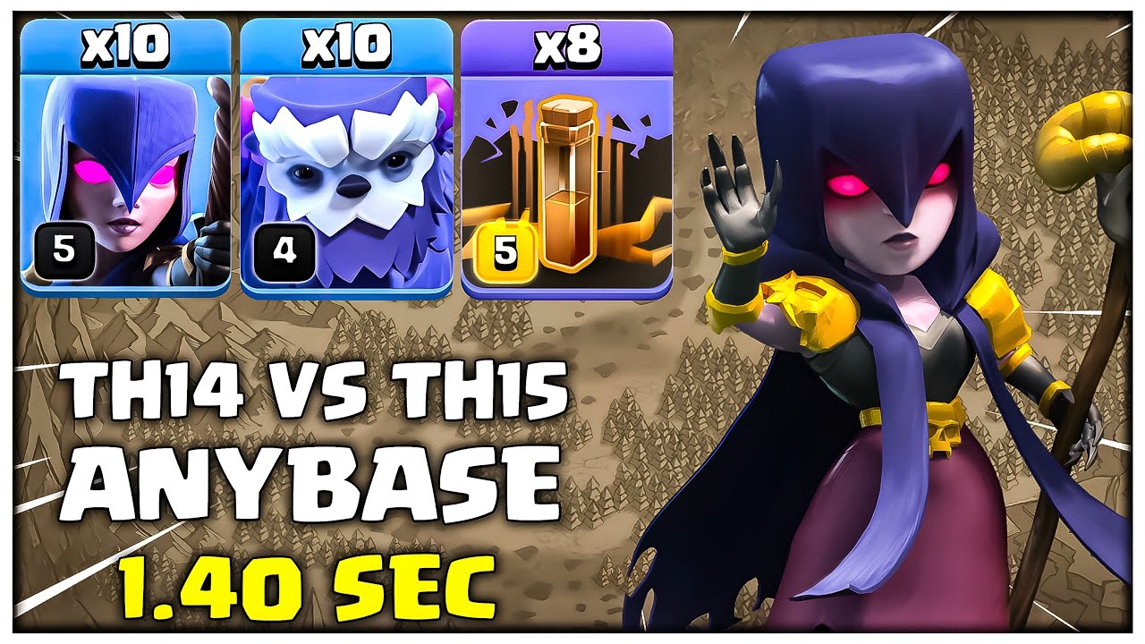 TH14 Yeti Witch Attack Strategy With Earthquake Spell | Best TH14 Attack Strategy - Clash of Clans