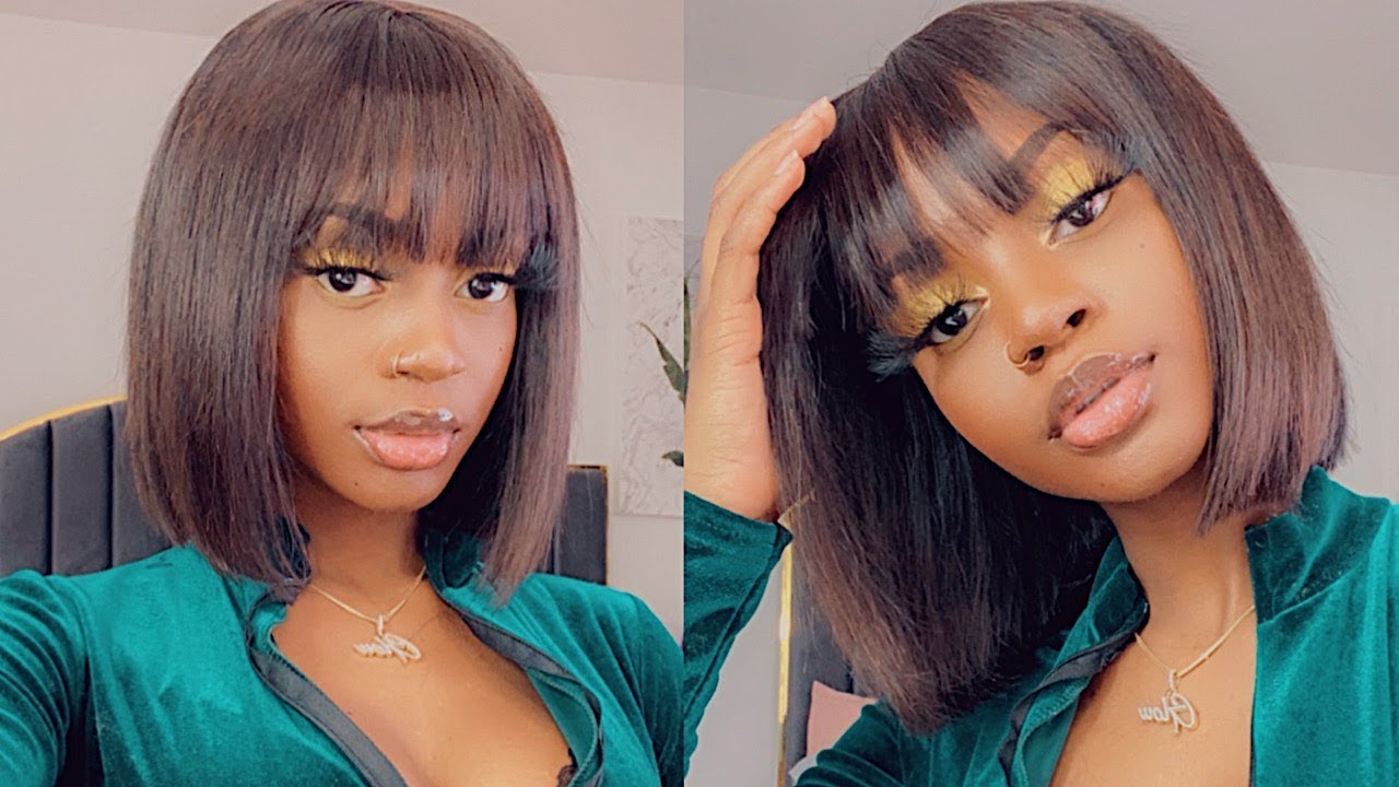 AFFORDABLE NATURAL LOOKING LACE FRONT BOB WITH BANGS! Ft BeautyForeverHair