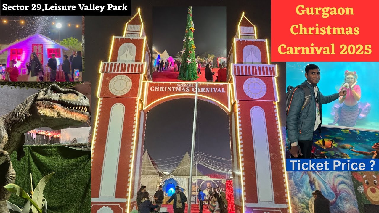 Gurgaon christmas carnival 2025/ Leisure valley park gurgaon christmas mela - Decoration, Rides