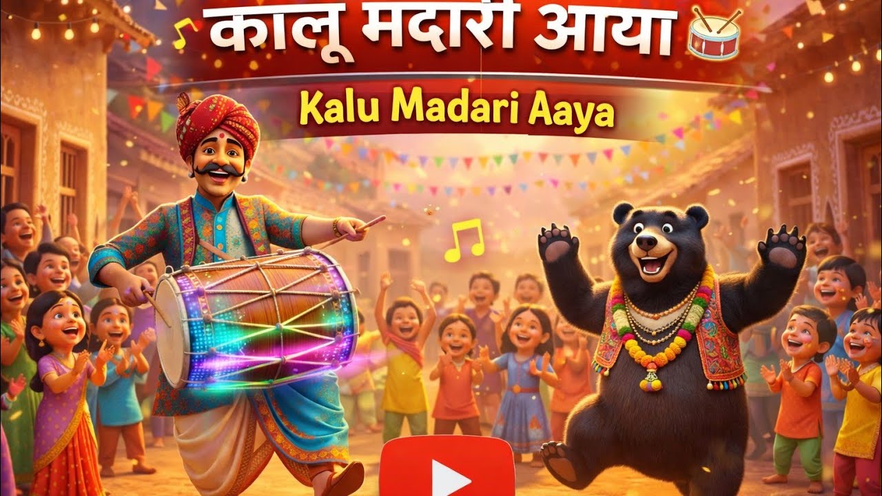 Kalu Madari Aaya Re||Nursery Rhyme for Kids | Fun Animal PoemKalu Madari Poem | Kids Rhyme with bndr