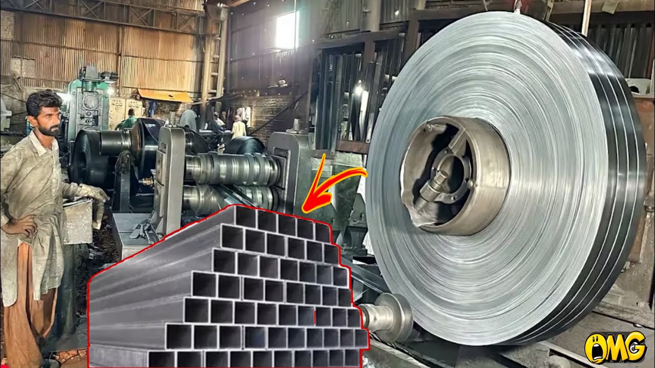 Manufacturing processes of Rectangular Size Steel pipe ||Mass Production of stainless steel pipe ||
