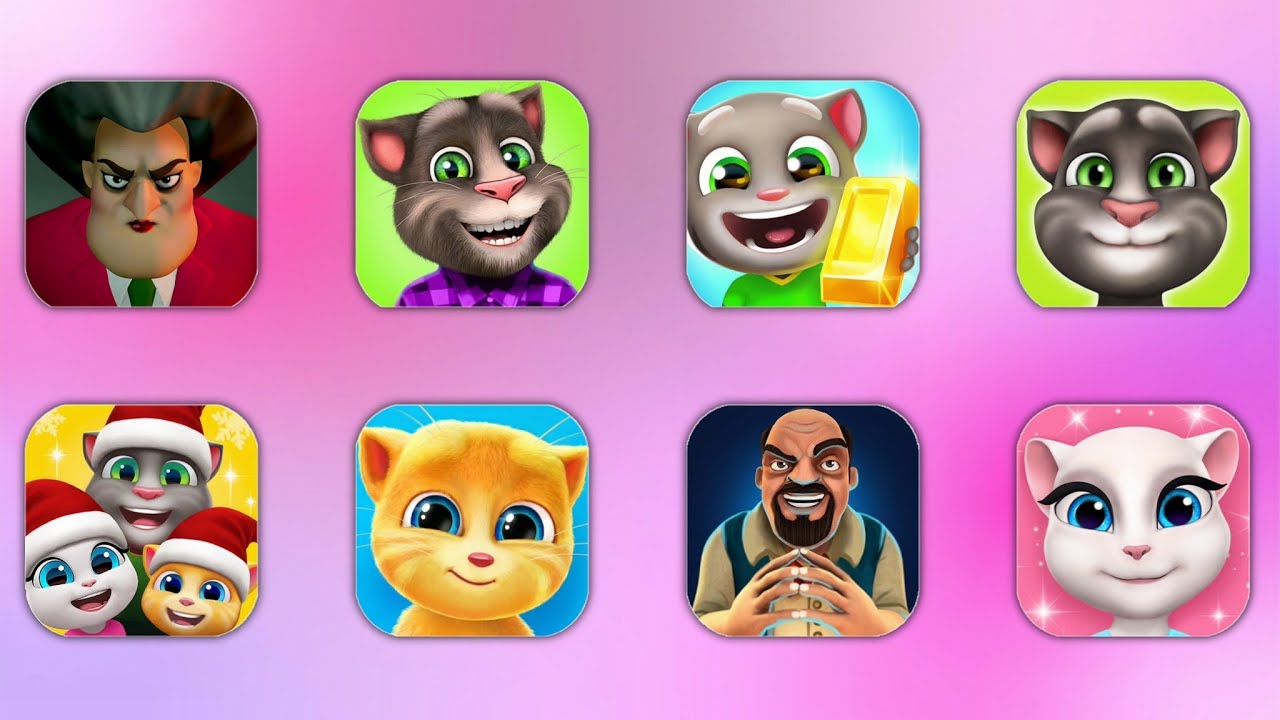 Scary Teacher, Talking Tom 2, The Office: Boss, Tom Gold Run, My Angela, Tom Friends, Bubble Shooter
