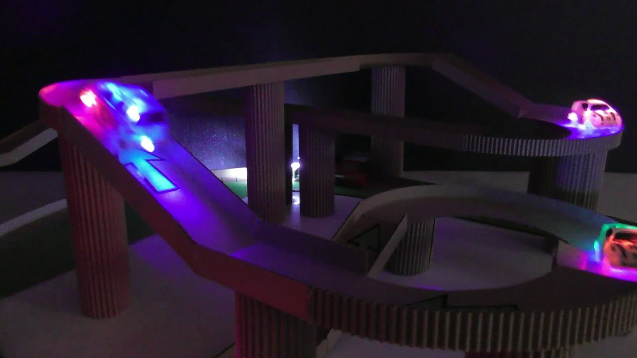 DIY Car Racing Game with a road for trains from Cardboard
