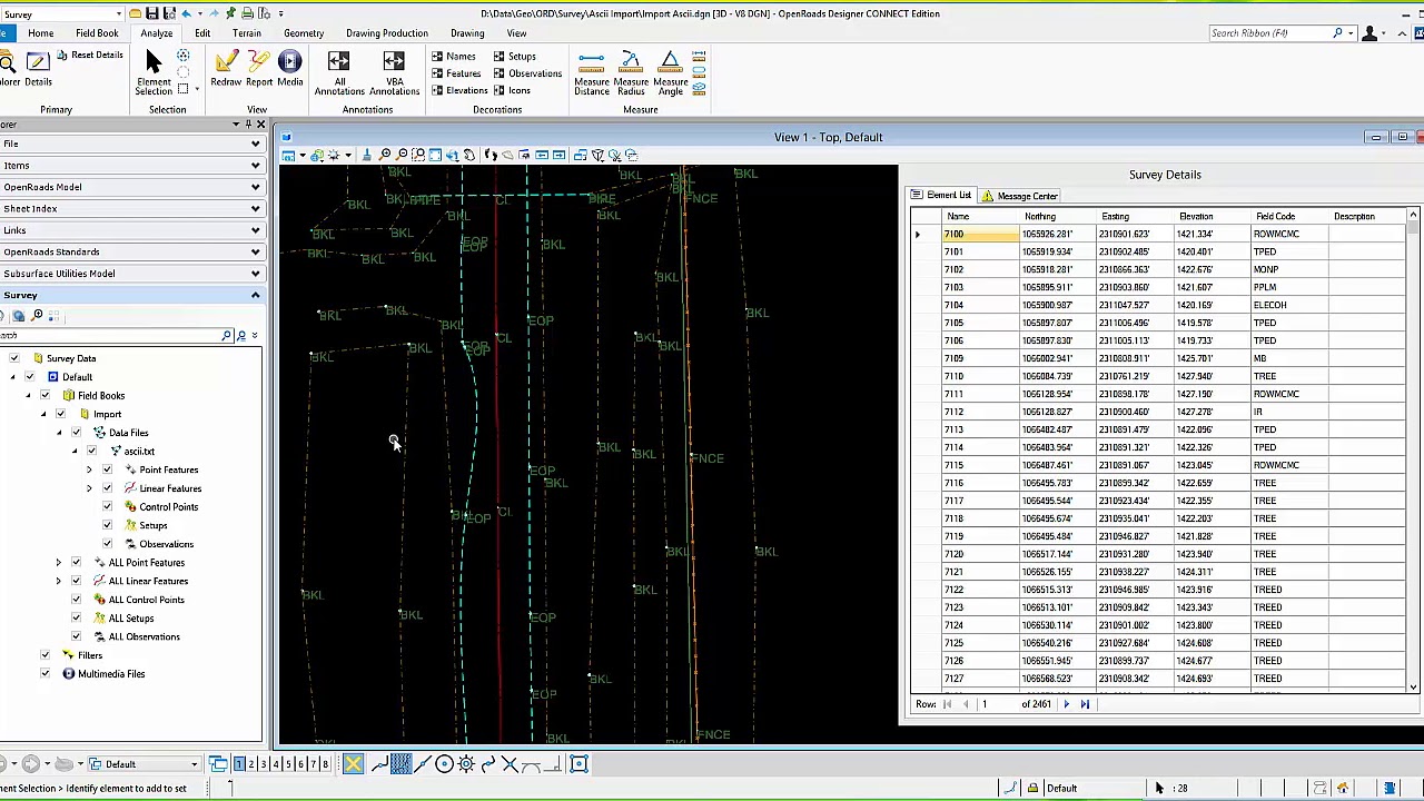 Export CSV File from OpenRoads Survey