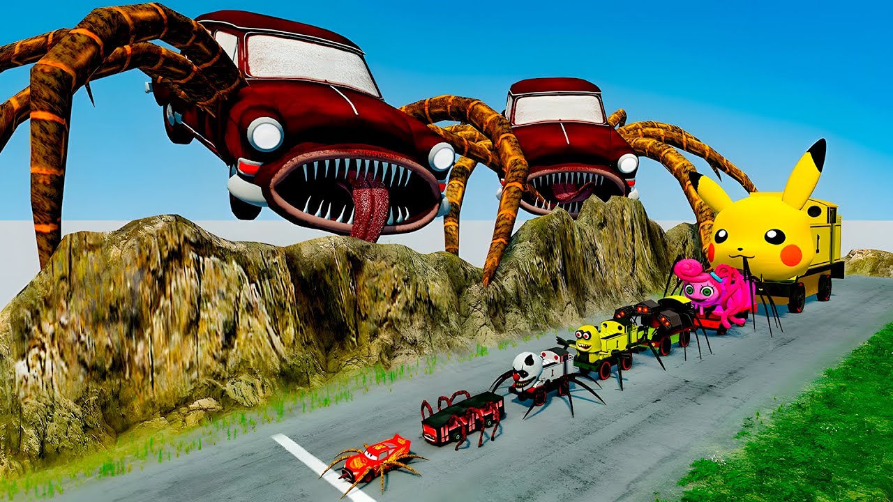 ALL Monsters Big & Small Cars vs Downhill Madness with BUS EATER | MEGA PACK #38 | BeamNG.Drive