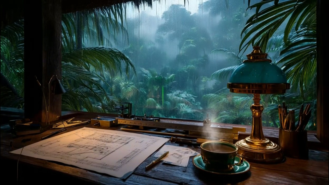 12H Heavy Rain: The Ultimate Study Sanctuary | Cozy Cabin Ambience for Focus