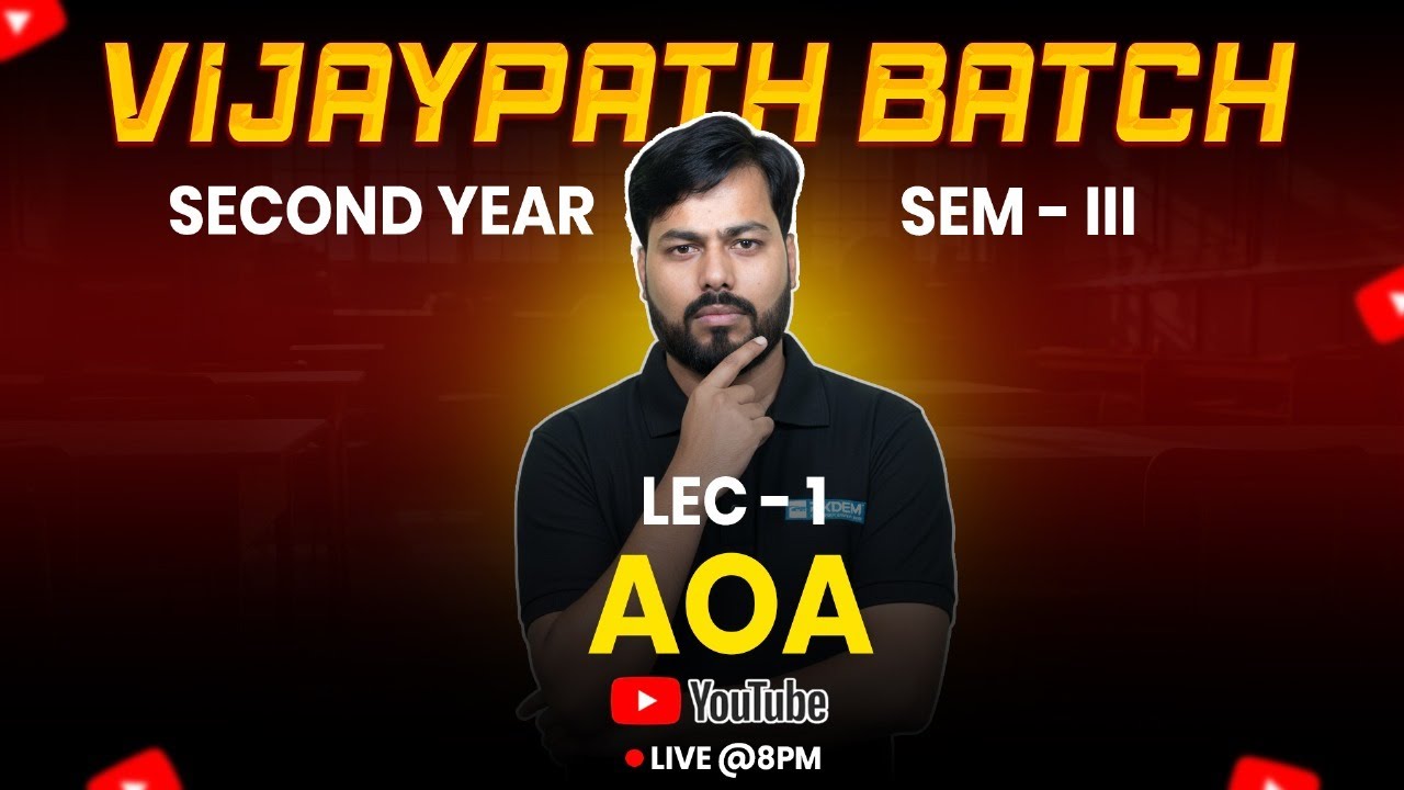 Lecture 1 | Introduction to Analysis of Algorithms (AOA) | Nitin Sir | 2nd Year Engg.