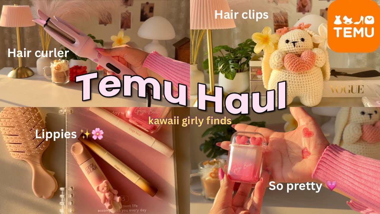 Temu haul 2026 🌸 Gegebear lipstick | Hair curler | Affordable beauty finds 💗