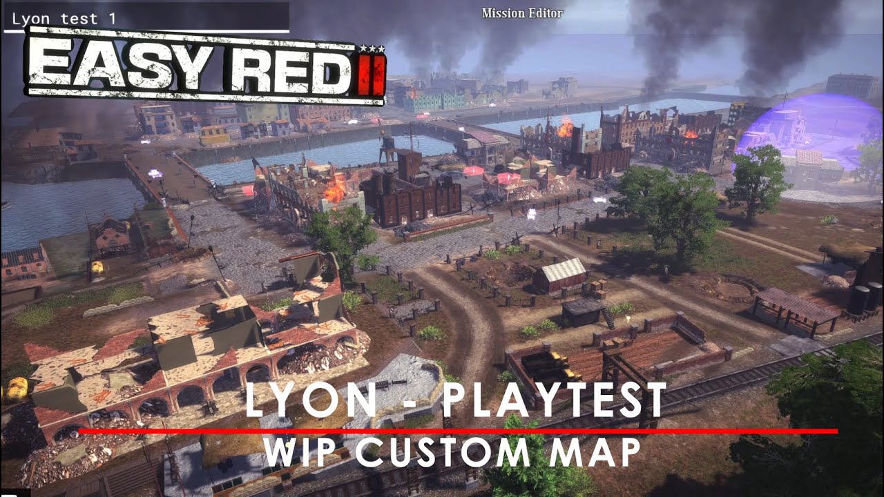 Easy Red 2 map editor - testing out a custom map - Company of Heroes 1 Lyon Remake