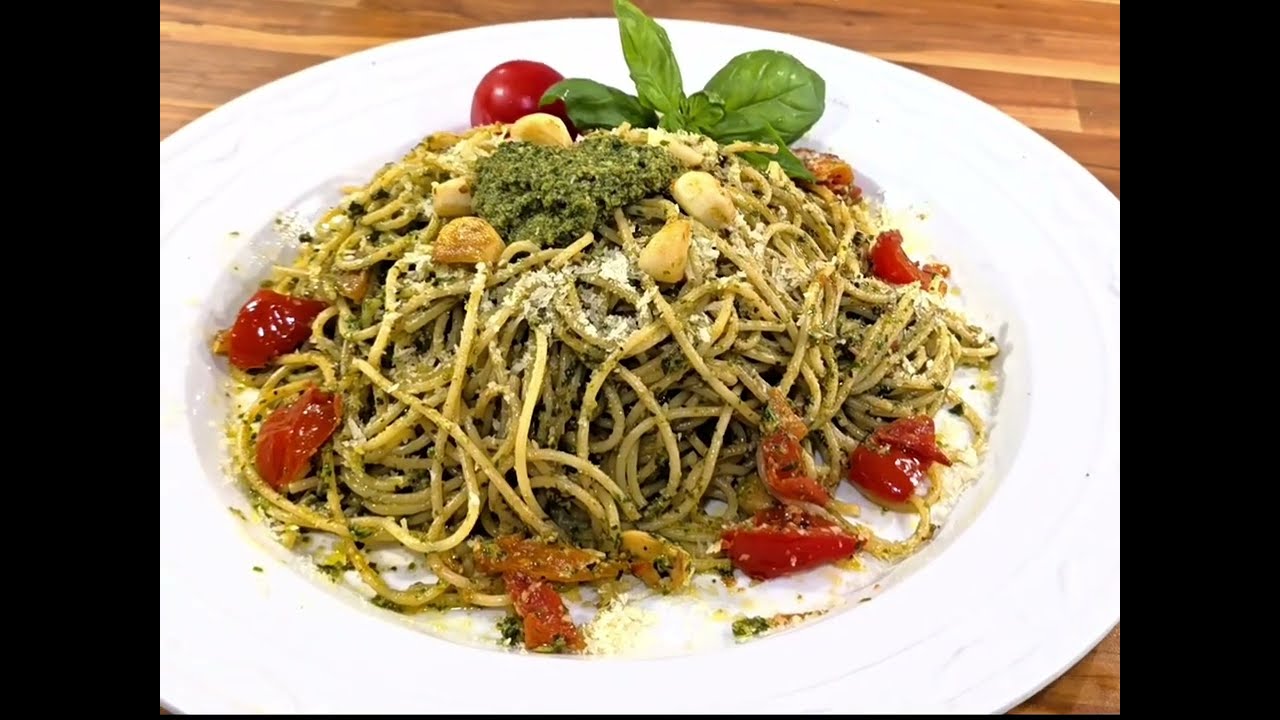 #Spaghetti# Genovese, einfach lecker mit #selbst  gemachte Pesto ,#Pasta ,Nudel 