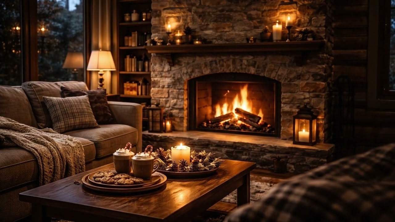 A Warm Living Room After Work | Relax, Sleep, Fireplace Ambience (3 Hours)
