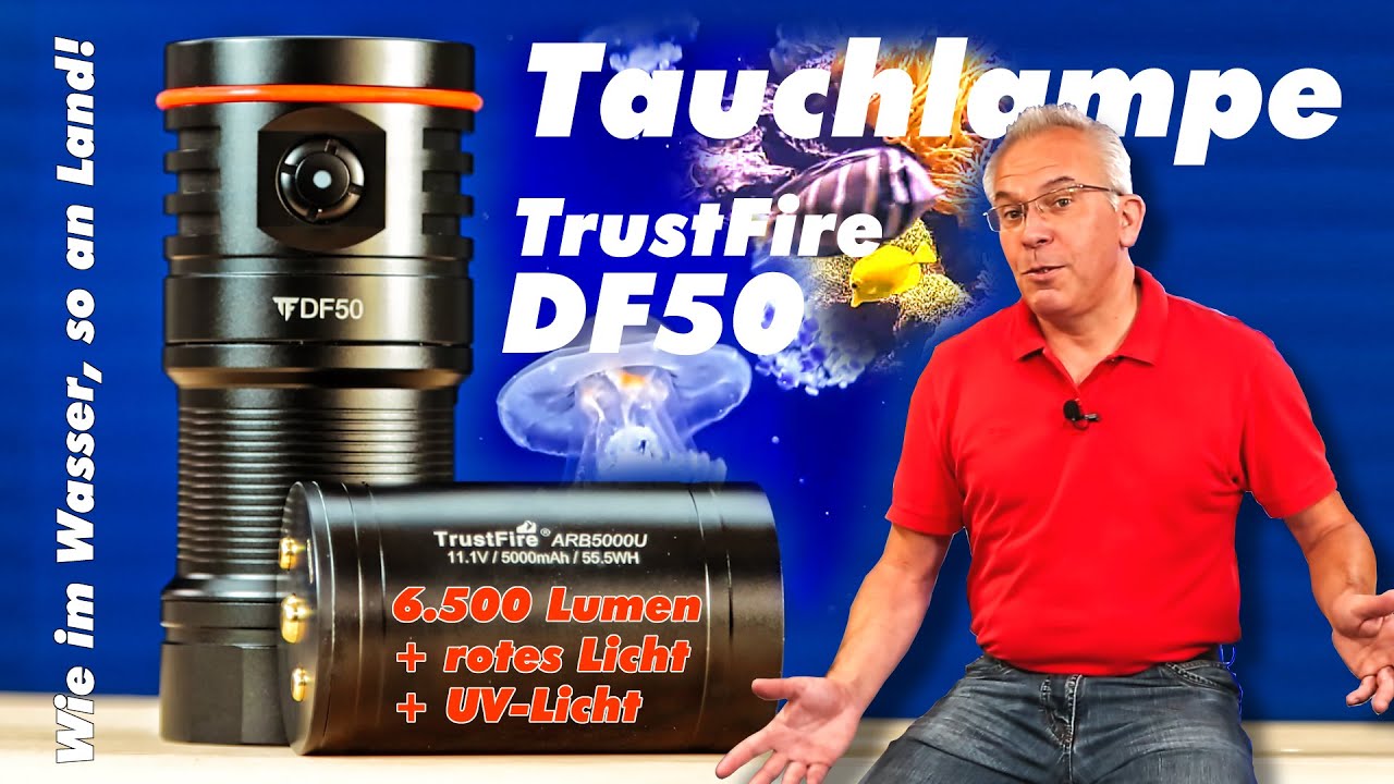Tauchlampen Test - Günstige Unterwasser Videoleuchten TrustFire DF50 für Unterwasservideos m. UV