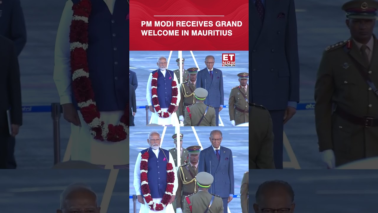 PM Modi Honored With Grand Ceremonial Welcome In Mauritius, Receives Guard Of Honor | #shorts