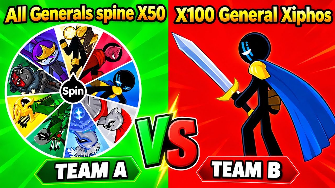 All Generals spine X50 VS X100 General Xiphos | STICK WAR SAGA 