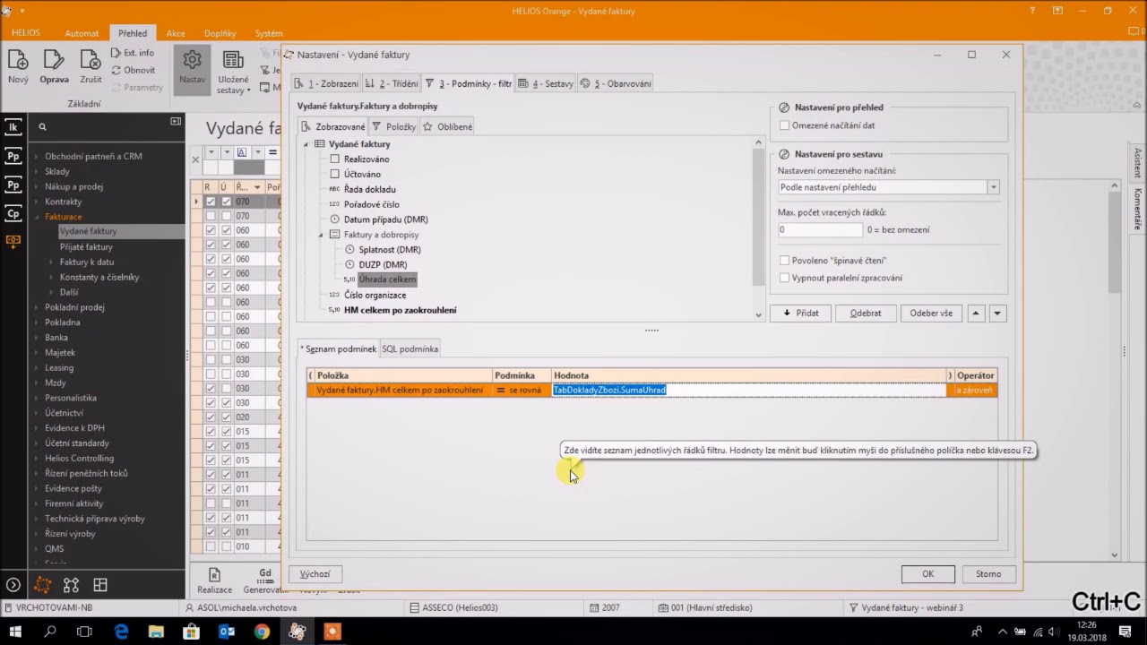 Základní ovládání HELIOS Orange – Sestavy 3