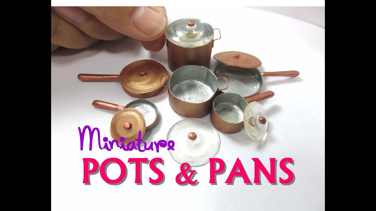 Paper, Resin, Polymer Clay Copper Pots and Pans Dollhouse Miniature Tutorial How to Make