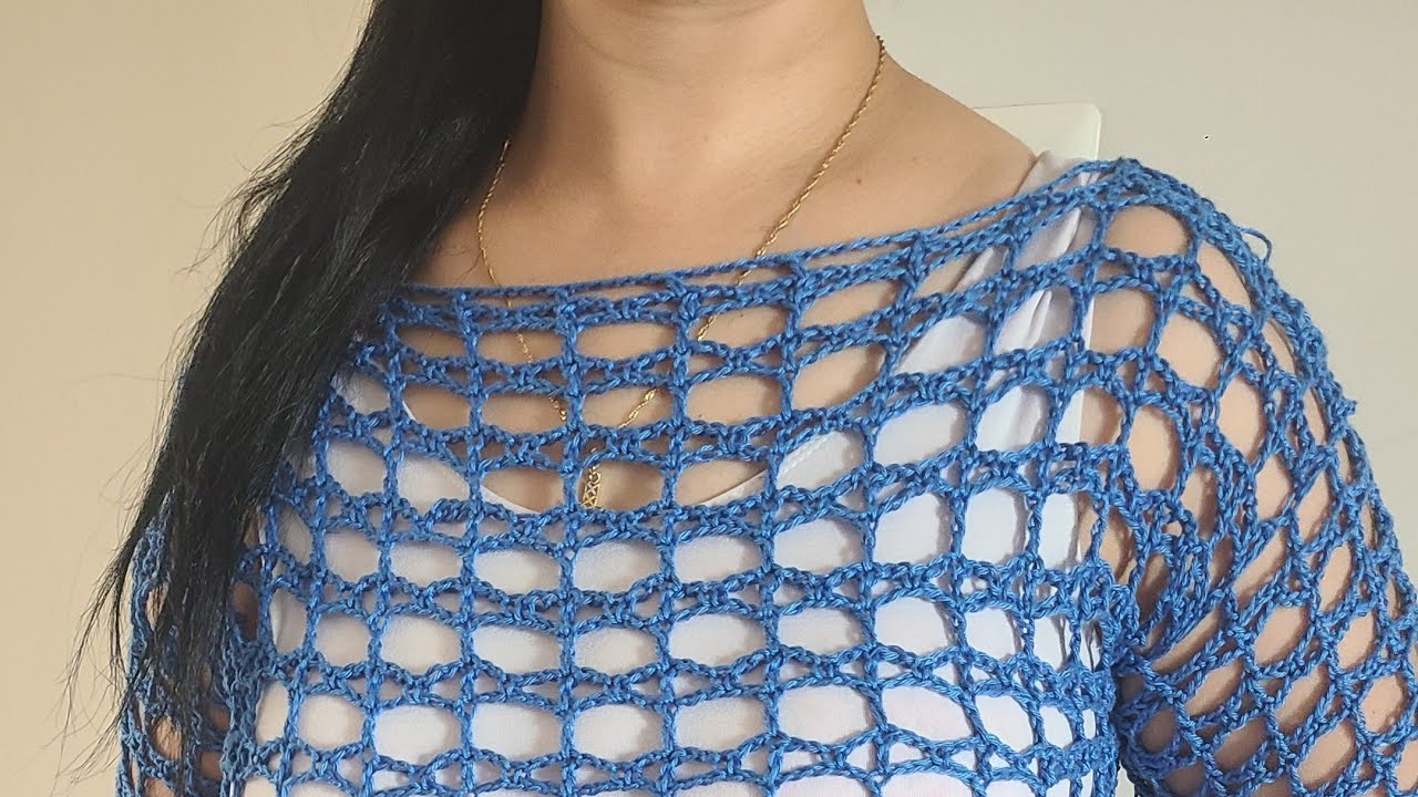 اعملي اجمل توب صيفي بغرزه سهله تكرار سطرين how make mesh top easy👚🧥