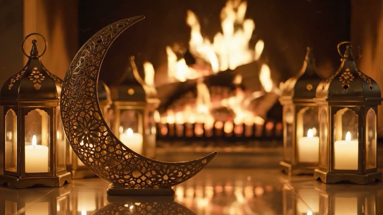 2 Hours Cozy Fireplace 4K 🔥 Relaxing Ramadan Ambience 2026 | Warm Night for Sleep