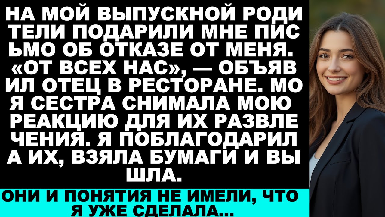 «Мои родители вручили мне бумаги об отказе от родства на выпускной… Пока генеральный директор не...